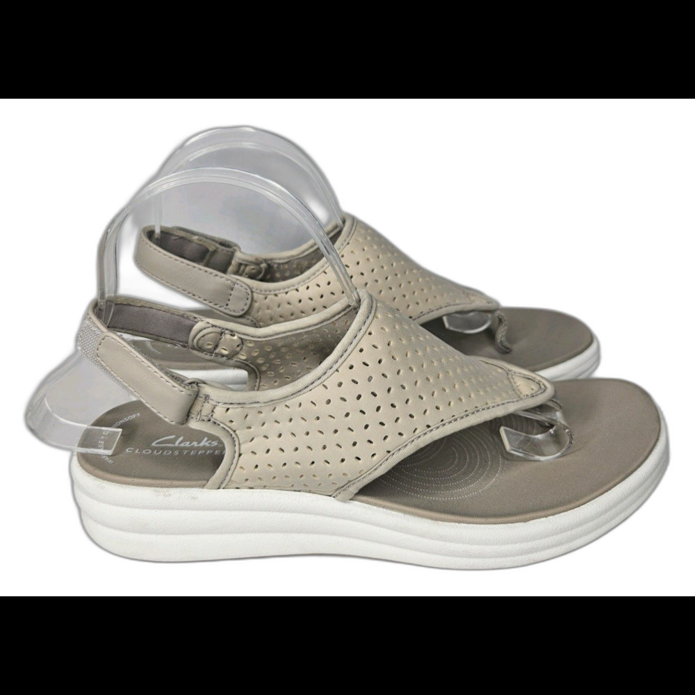 Clark's Womens Cloudstepper Drift Blossom Washable Sandals Light Taupe, Size 10